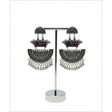 Black Polish Silver Earring